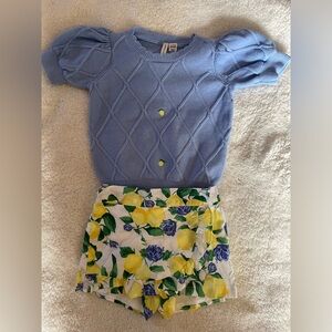 Janie and Jack lot - 3 items - Sweater and skort blue lemon + blouse